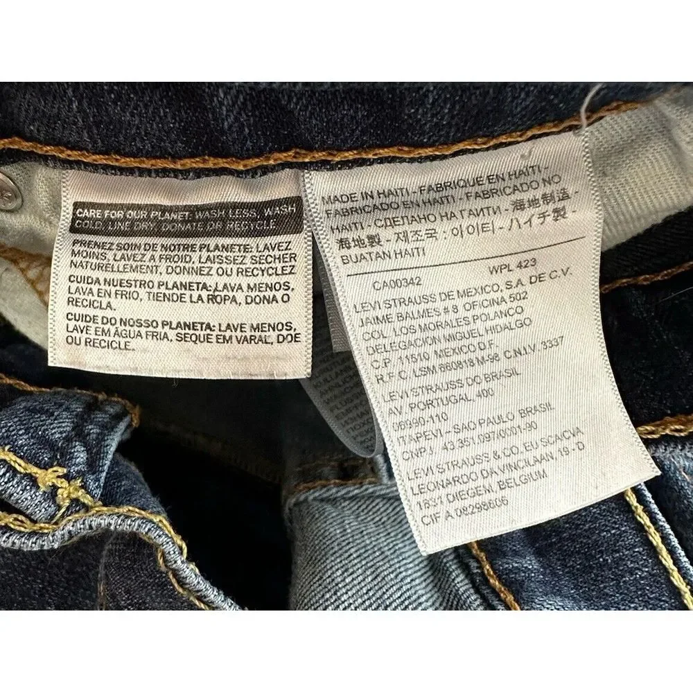Levis 505 Jeans Mens 38x32 Blue Denim Regular Straight Leg‎ Stretch Dark Wash